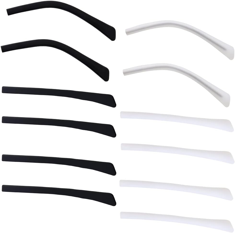 HengKeHENGKE 6 Pairs Eyeglass End Tips Soft Silicone Ear Sock Pieces Tube Sleeve Elastic Eyeglass Temple Arms Eyeglasses Frame Replacement Tips for Flat Thin Metal Wired Eyeglass Sunglasses Legs