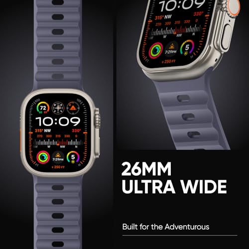 Image of Sport Bands Compatible with Apple Watch Ultra 3 /2 Band 49mm 46mm 45mm 44mm 42mm for Men, Breathable Soft Wide Silicone Waterproof Strap for iWatch Series 11 10 9 8 7 6 5 4 3 SE Ultra, Dark Gray
