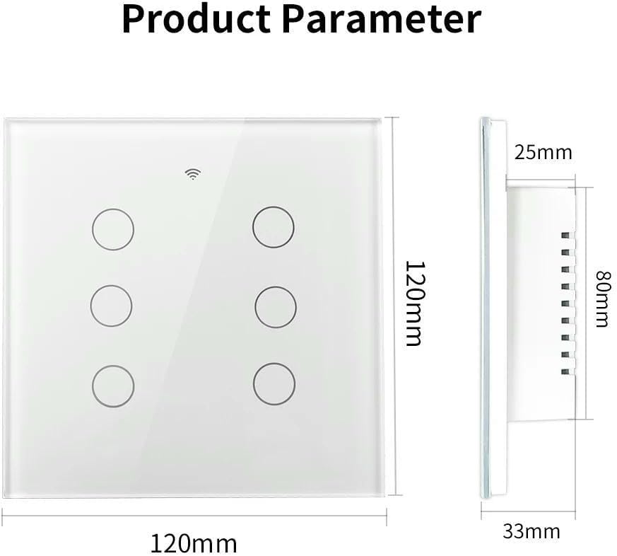 JXQXHCFS Tuya 4x4 Brazil Zigbee Smart Switch Brazil Touch Sensor Smart Home 4/6 Gang Light Switch Compatible Alexa Google Home Alice-202-Zigbee-BALCK-06