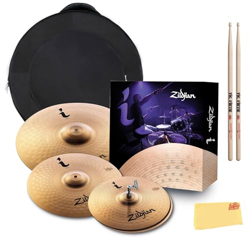 Zildjian ILHSTD I Family Standard Gig Cymbal Pack Bundle with Cymbal Bag, Drumsticks, and Austin Bazaar Polishing Cloth
