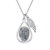 Teardrop Fingerprint Necklace Personalized With Angel Wing - Custom Engrave Back - 925 Sterling...