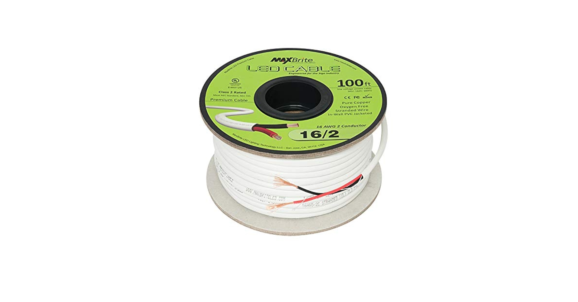 Amazon.com: 100 ft. 16AWG Low Voltage LED Cable 2 Conductor