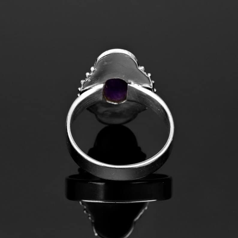 Amethyst Ring, Artisan Design Ring, Oval Ring, Boho Ring, Oval Stone Ring, February Birthstone Ring, Engagement Ring, Purple Stone Ring, Antique Ring, Healing Crystal Ring, Natural Amethyst Jewelry