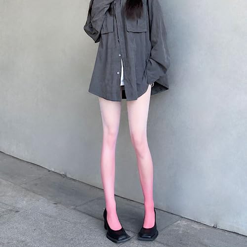 Aobiono Women Girl Y2K Sheer Fishnet Tights Sexy Pantyhose Rhinestone Glitter Gradient Color Aesthetic Cosplay Fairy Cute3