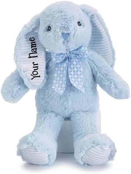 Recuerdo de conejo azul personalizado suave y flexible para orejas de conejo de Pascua, 8 pulgadas