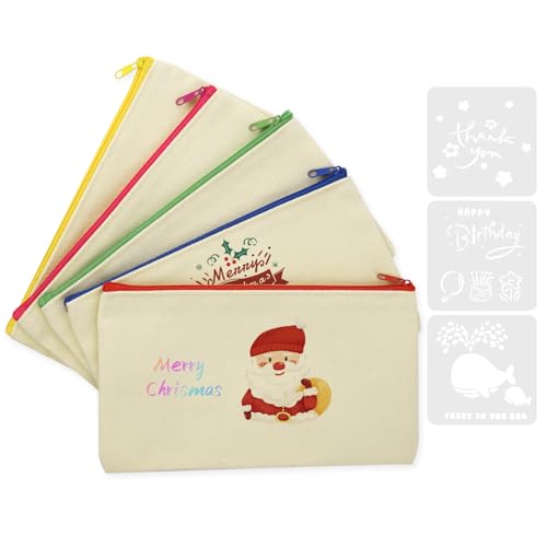 Vicloon DIY Blanko Stoffbeutel, 5 Stück Stoffbeutel zum Bemalen, Taschen Zum Bemalen Kinder, Federmäppchen zum Bemalen, 20 x 12cm, Segeltuch Kosmetiktasche, für Schreibwaren, Kleinigkeiten Vicloon DIY Blanko Stoffbeutel, 5 Stück Stoffbeutel zum Bemalen, Taschen Zum Bemalen Kinder, Federmäppchen zum Bemalen, 20 x 12cm, Segeltuch Kosmetiktasche, für Schreibwaren, Kleinigkeiten