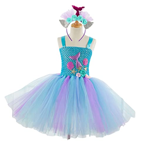 FRCOLOR Cute Mermaid Tutu Skirt for Boys and Girls Polyester Dress for Birthday Party Childrens Day Size 8-9y -hd93430