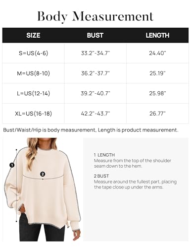 Zesica Women'S Striped Sweaters 2024 Casual Long Sleeve Mock Neck Contrast Color Comfy Loose Knit Pullover Tops,Apricot,Medium thumb #5