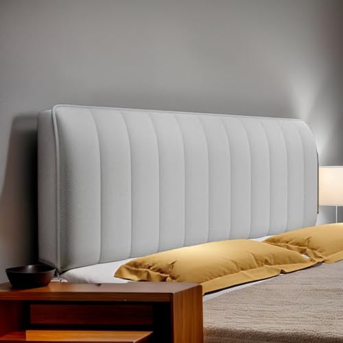 DOSYCOVUR Fundas Cabeceros Terciopelo Estirable Lavable con Almohadilla Protege Cabecero Antipolvo para Cama Individual King Doble Estilo Moderno,Gris,160cm