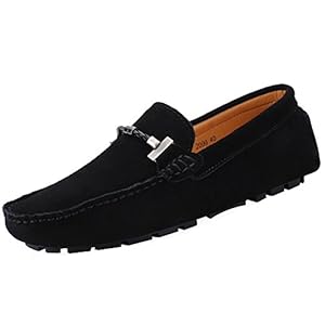 Jamron Mens Elegant Buckle Loafers Comfort Suede Driving Shoes Stylish Moccasin Slippers