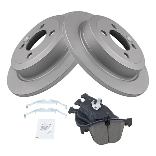 Image of TRQ Rear Brake Pad and Rotor Set Ceramic G Coated Rotors Compatible with 2008-2010 BMW 535i 2006-2010 550i 2007-2010 650i 2004-2005 645Ci 2004-2005 545i