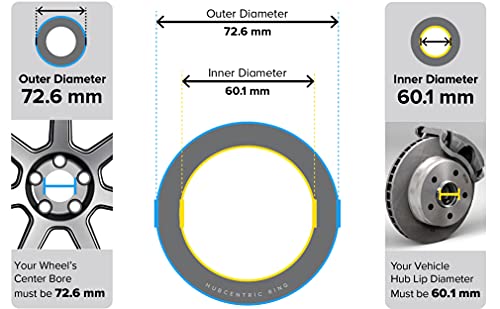 Image of STANCEMAGIC Hubcentric Rings (Pack of 4) - 60.1mm ID to 72.6mm OD - Silver Aluminum Hubrings - Only Fits 60.1mm Vehicle Hubs and 72.6mm Wheel Centerbore - Compatible with Toyota and Lexus vehicles