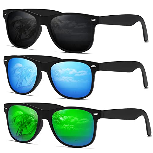 DEMIKOS Sunglasses Men Polarized Sunglasses for Mens Womens Retro Mirror Lens for Driving Fishing UV Protection A07-grey/Ice Blue Mirror Lens/Green Mirror Lens