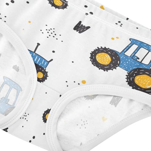 Wusikd Blue Tractor Girls' Underwear Cotton Yellow Girls Briefs Soft Toddler Underwear 2T4