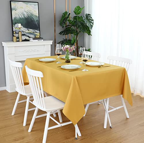 Image of FOLINS&HOME Gold Rectangle Tablecloth, 90 x 132 Inch Waterproof Table Cloth