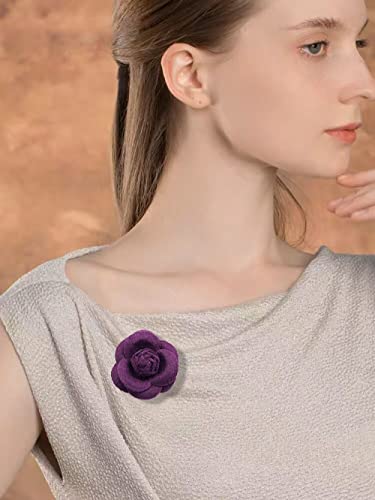 Image of Elegant Rose Flower Wool Fabric Brooch Pin for Women Girls Camellia Floral Pins Clip Lapel Shawl Dress Corsage Brooches Pins Vintage Jewelry Mother's Day Gifts