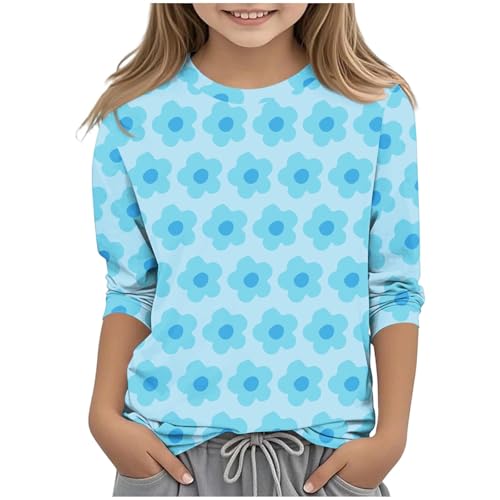 Girls Star Printed Raglan Shirts 3/4 Sleeve Crew Neck Color Block T-Shirt Casual Classic Comfy Daily Fall Tunic Tops