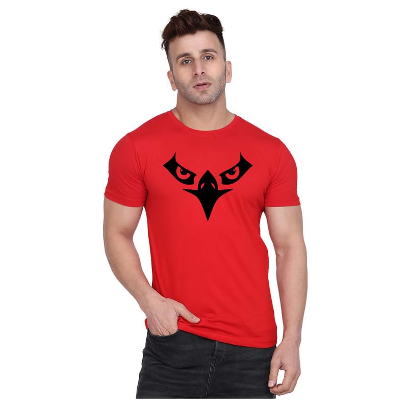 Original Way Men Cotton Half Sleeve Round Neck Stylish Mens Casual Wear Bird Face Creative Graphics Printed Printed T Shirt HSR-3577-image-44