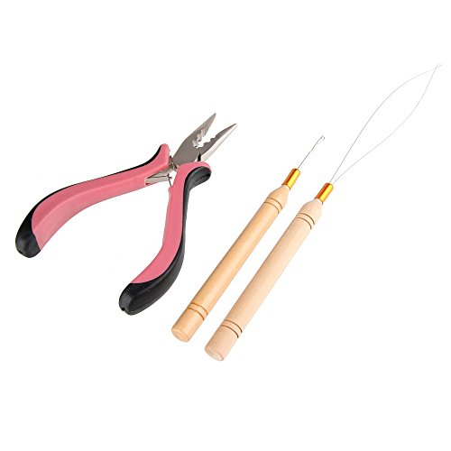 Kit Bewish per extension di capelli, in acciaio INOX, pinza e anello per capelli, strumento per capelli con piuma e micro gancio
