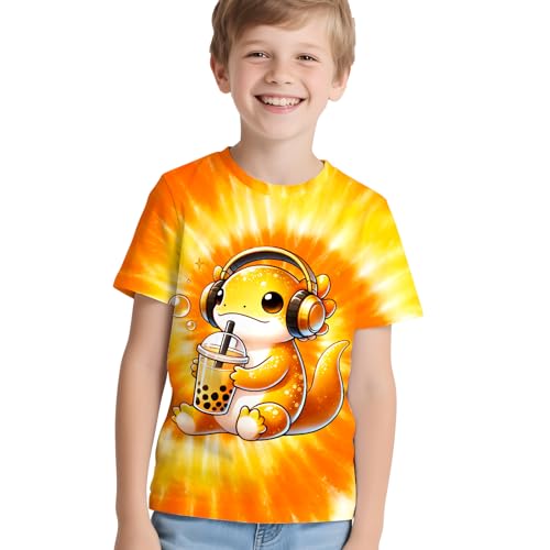 Image of Kids Neon Tie Dye Shirt for Boys Girls Tie-Dye T-Shirt Hippes Tshirt Senior Children Tee Size 6-16 Years Age