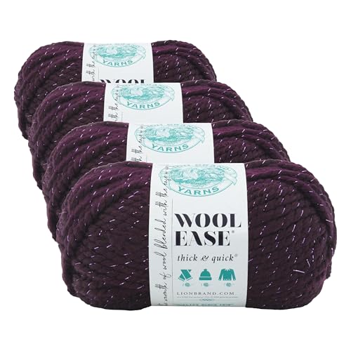 Image of Lion Brand Yarn 640-305 Wool-Ease Thick & Quick Yarn, 97 Meters, Galaxy (Pack of 4)