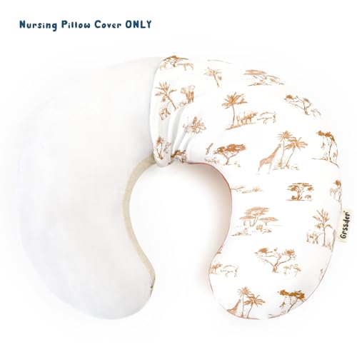 Image of GRSSDER Nursing Pillow Cover Stretchy Minky Removable Nursing Covers for Breastfeeding Pillows, Ultra Soft Comfortable Slipcover for Boy and Girls, Stylish Elk Animals Pattern