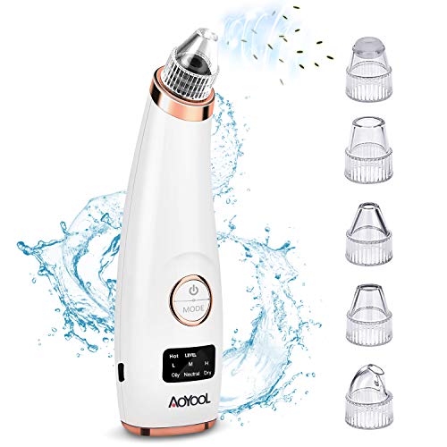 Preisvergleich Produktbild Mitesserentferner Aoyool mit Heizmodus Mitesserentfermer Porenreiniger Vakuumsauger Elektrischer Mit 3 Saugmodi, Mitesser Entferner mit LED-Bildschirm,5 Austauschbare Schonheit Kopfe [Upgrade-Version]