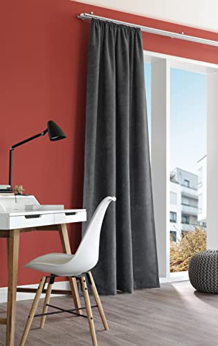 Neutex for you! Rustico Schal mit Kräuselband, Gardinenband, Vorhang, Gardine, Thermo, Blickdicht, 245 x 142 cm (H/B), 421167, Made in Germany, Oeko-Tex Made in Green, anthrazit Cover