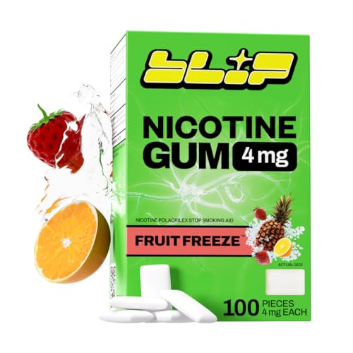 Image of Blip Nicotine Gum 4mg, Fruit Freeze Flavor, 100 Count, Quit Smoking Aid | Polacrilex NRT Gum, Smoking Cessation, Nicotine Replacement Therapy, Craving Relief