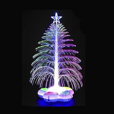 alfyng LED Fiber Optic Christmas Tree, Color Changing Holiday Tree with Star Topper and Flower Base, 14.17" Tabletop Christmas Lighted Tree for Christmas Party Home Table Decorations (No Battery) Cover