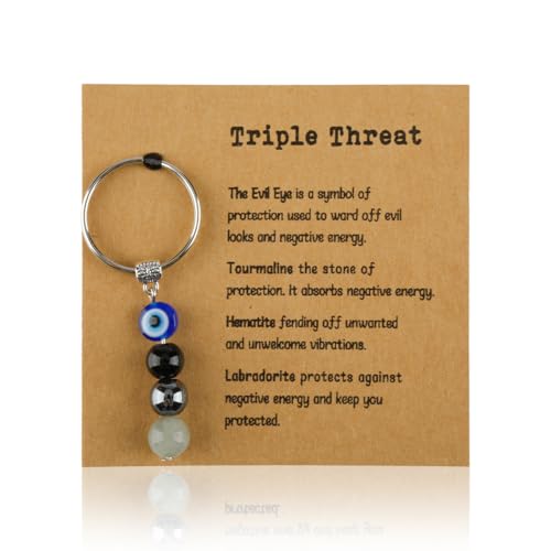 Lotsdonxia Crystal Keychain - Good Luck Charm with Inspirational Card Positive Energy Relaxation Gift for Women Friends Family Coworkers Farewell or Housewarming Present