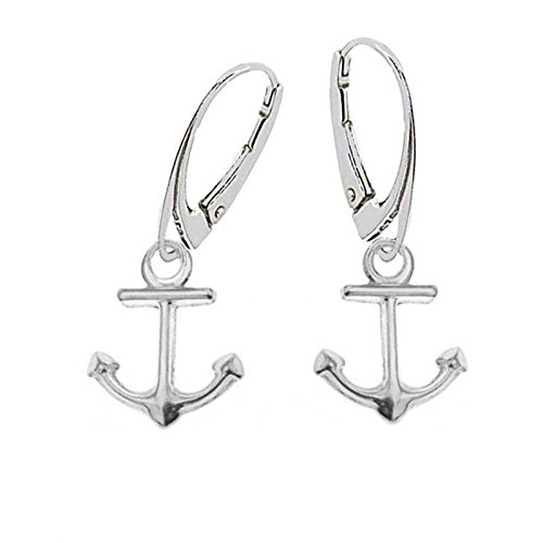 Boucles d'oreilles pendantes ancre en argent sterling 925 véritable pour filles et femmes, Argent sterling, Pas de gemme