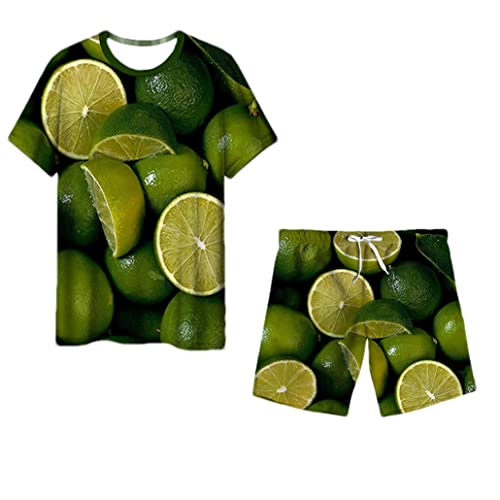 Ensemble t-shirt et short imprimé citron keusyoi style hip hop