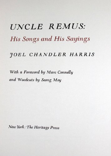 Uncle Remus: His Songs and His Sayings B0006AVB1Q Book Cover