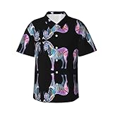WZYCWB Camisa de verano con estampado de cebra para hombre, camisa de manga corta, estilo hawaiano, talla S-3XL, Negro, Medium