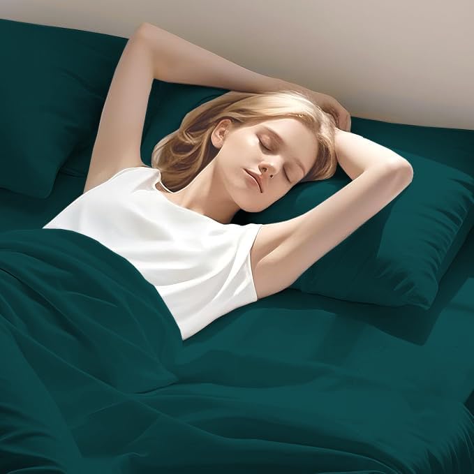 Miniatura 5 de Fabrics Online UK Juego de sábanas de 4 piezas tamaño Queen, sábanas de lujo lisas y suaves, 100% algodón egipcio de 1000 hilos, sábanas de 24