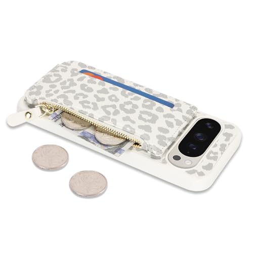 Image of Cavor for Google Pixel 9 Pro XL Case Wallet with Card Holder, Leopard White