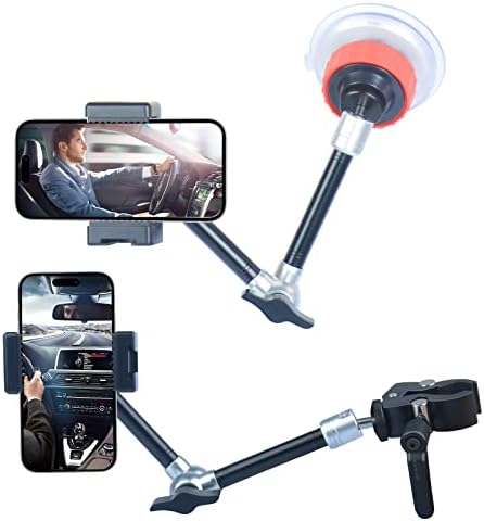 leepiya Car Phone Holder for Video Recording Universal Ball Head Arm for Phone Car Glass Windshield Headrest Rod Dashboard Vlog Record Phone Mount for All Smartphones & Cars