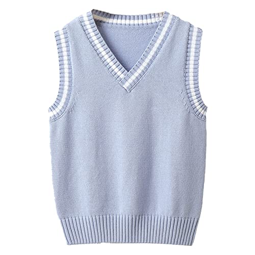 DINORMIN Boys Girls V Neck Knitted Sweater Vest Kids Uniform