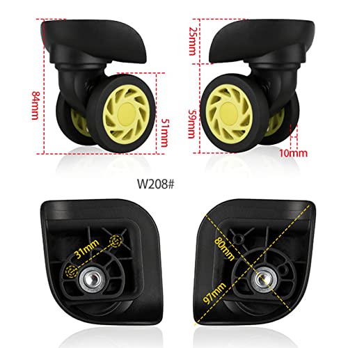 Luggage Wheels,Universal Luggage Casters,1 Pair Luggage Wheel Replacement Spare Spinner Caster for Suitcase Wheel Repair (W208)4