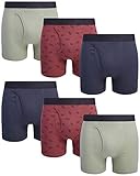 Lucky Brand Men's Cotton Boxer Briefs with Functional Fly (6 Pack), Size Medium, Blue/Print/Olive