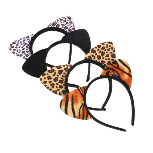 AUTSUPPL ヒョウ柄ヘアバンド 猫耳ヘッドバンド パーティーヘアフープ 猫コスチュームヘアバンド レディース ガールズ