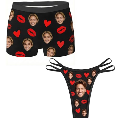 NYLGOXITK Valentine's Day exclusive! Personalized photo-printed underwear set - This underwear gift featuring personalized facial patterns is perfect for birthdays, anniversaries, or pranks.
