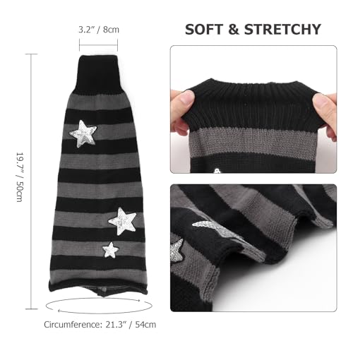 Image of AQOKKA Y2K Knit Leg Warmers for Women Kawaii Leg Warmers Harajuku Long Leg Socks Cover Goth Lolita Winter Accessories