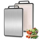 Foressic Schneidebrett aus Edelstahl, doppelseitiges Schneidebrett aus Stahl, für Küche,...