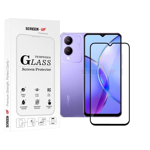 Image of ScreenUp Tempered Glass For Vivo Y17s - Ultra Clear, 9H Scratch Resistant, Full Coverage, Easy Install Screen Protector