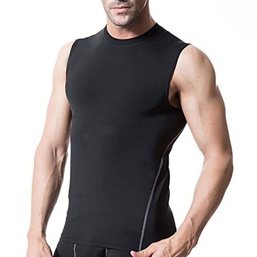 TopTie Men's Sleeveless Compression Shirt, Sports Base Layer Tank Top, Athletic Workout Shirt