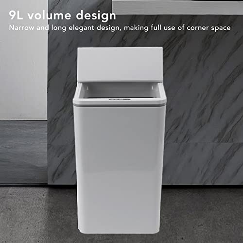 Image of Pomya Automatic Touchless Trash Bin, Motion Sensor Trash Can for Kitchen, Bedroom, Bathroom, Home Office, Living Room, Desktop USB Charging Garbage Can with Foldable Lid (White)