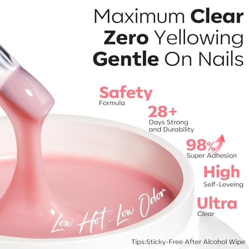 Image of modelones Builder Nail Gel, 3 Colors Builder Hard Gel Nude Pink Clear for Overlays, Apex Building & Extensions, Sculpting Nail Kit with Dual-Ended Brush, Nail Forms, U V /LED Lamp Cured DIY Salon