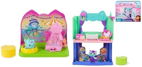Gabby's Dollhouse Bundle: Kitty Narwhal's Carnival Room & MerCat's Spa-wesome Bathroom with Toy Figures, Dollhouse Furniture & Surprise Toys